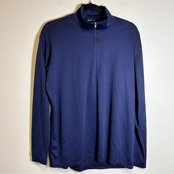 Patagonia Men’s Size Large Capilene Navy 1/4 zip lightweight pullover Hiking - Picture 1 of 11